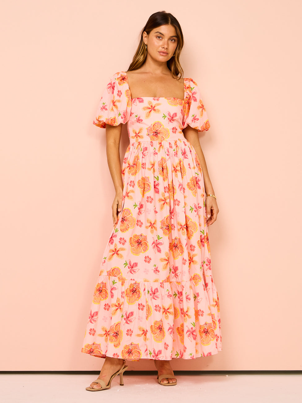 Spanish Hibiscus Maxi Dress