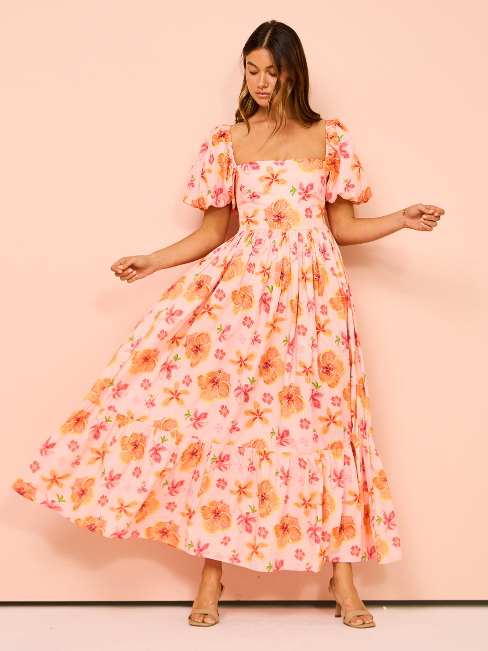 Spanish Hibiscus Maxi Dress