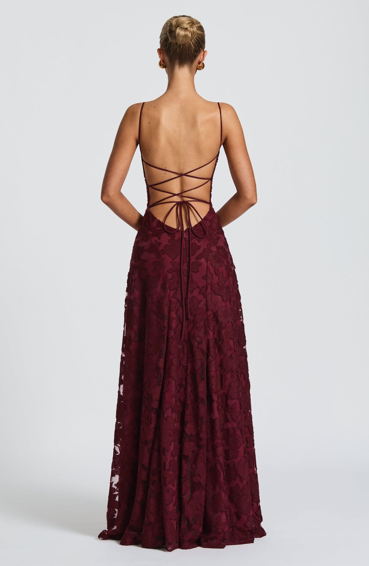 Soft lace halter back maxi dress