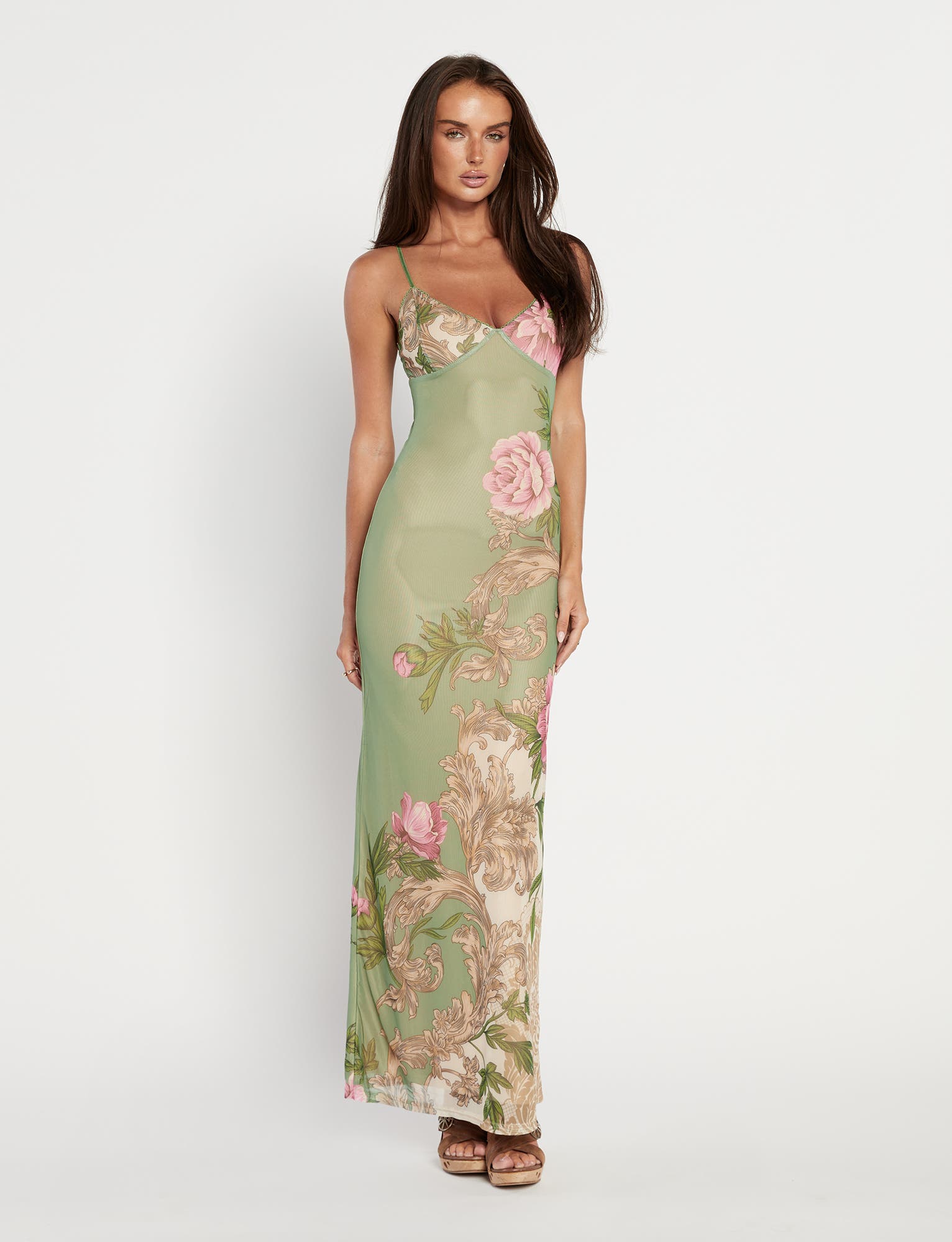 Multicolor Floral Print Sling Maxi Dress