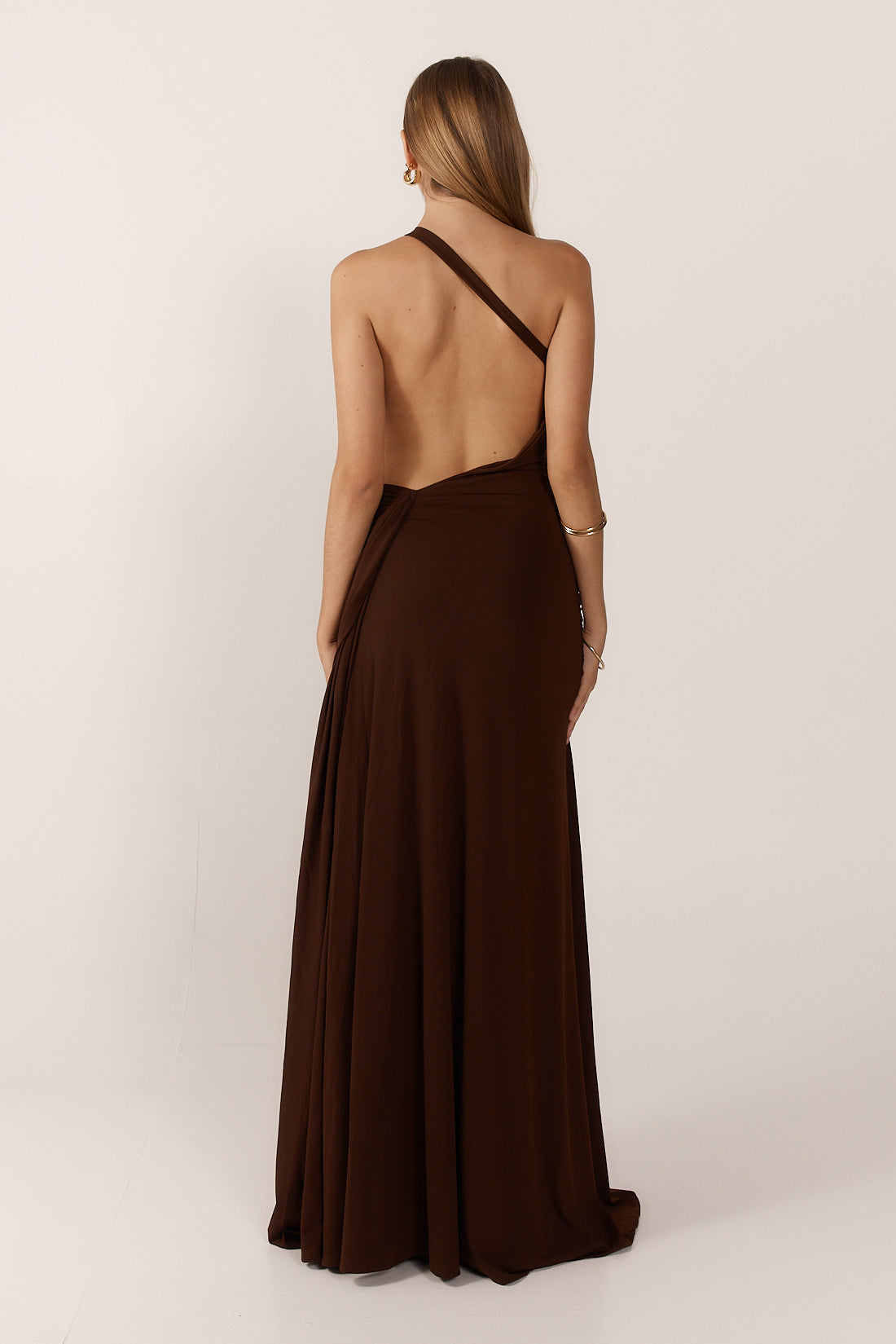 Open back metallic embellished maxi dress