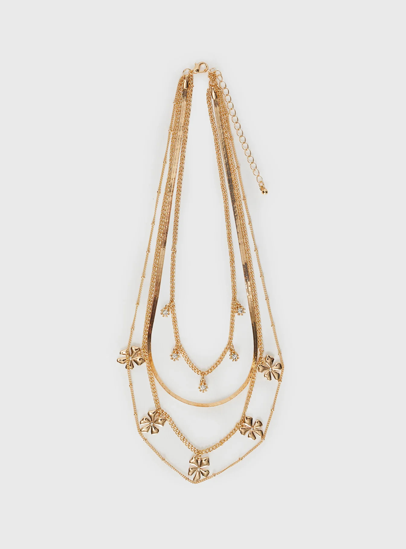 Flower Multi Necklace Gold